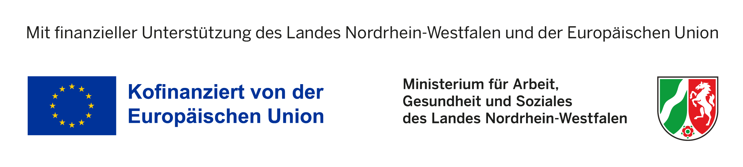 Logokombination des EU- und MAGS-Logos, nebeneinander, 4farbig (CMYK), mit Fördersatz. Bildquelle: https://www.mags.nrw/esf-2021-2027-oeffentlichkeitsarbeit-logos-mags